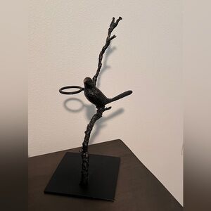 GLOBAL VIEWS Metal Bird on Branch Sculpture  13.5”H Home Decor